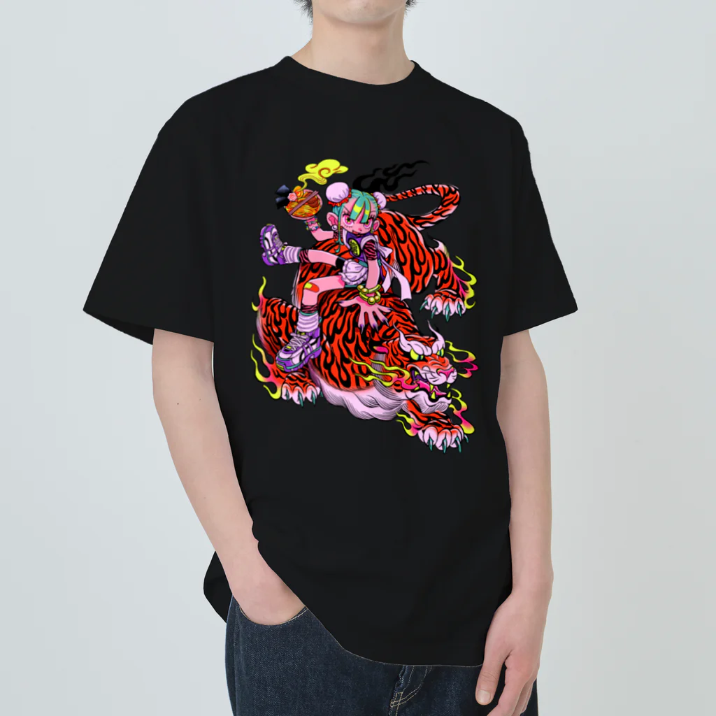 メイドイン極楽スズリ店のファイアタイガー Heavyweight T-Shirt