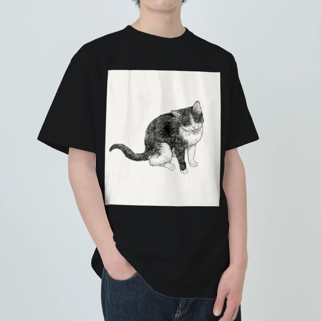 ネコノートショップ（neco-note shop）のバズ（保護猫シェルターQUEUE） Heavyweight T-Shirt