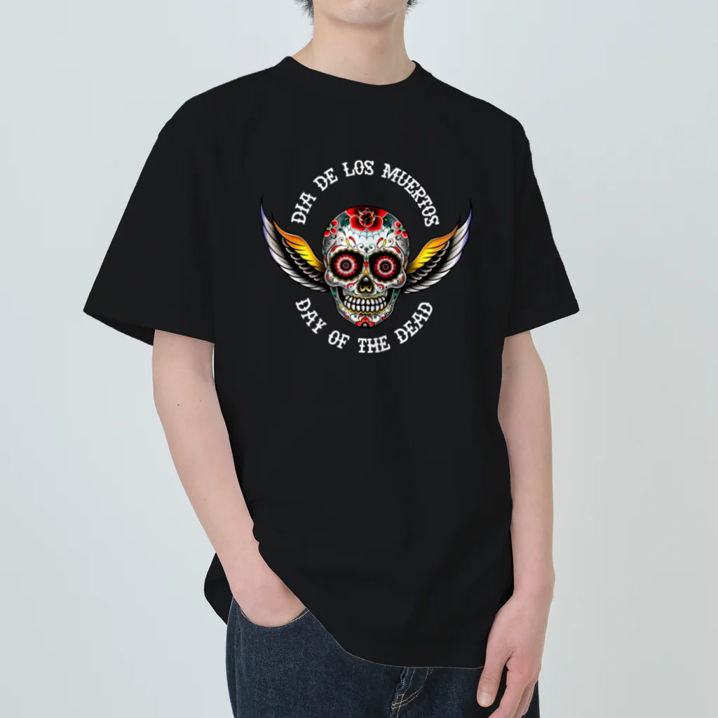 Demon Lord 9 tailsの『Dia De Los Muertos🌹（白）』 Heavyweight T-Shirt