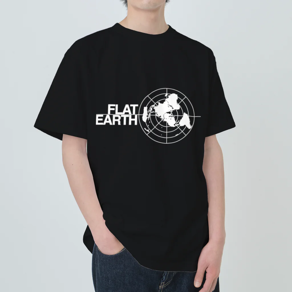 Mappila SHOPのフラットアースMAP 白01 ヘビーウェイトTシャツ