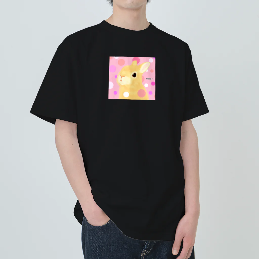 虹色PLUSのキュートな水玉うさぎちゃん Heavyweight T-Shirt