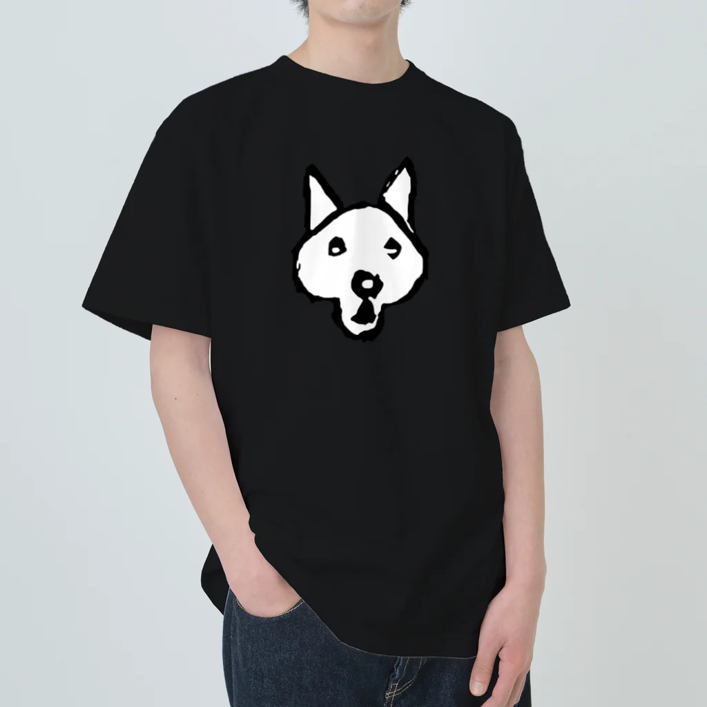 せいろ飯店のびっくりした犬（白塗り） ヘビーウェイトTシャツ