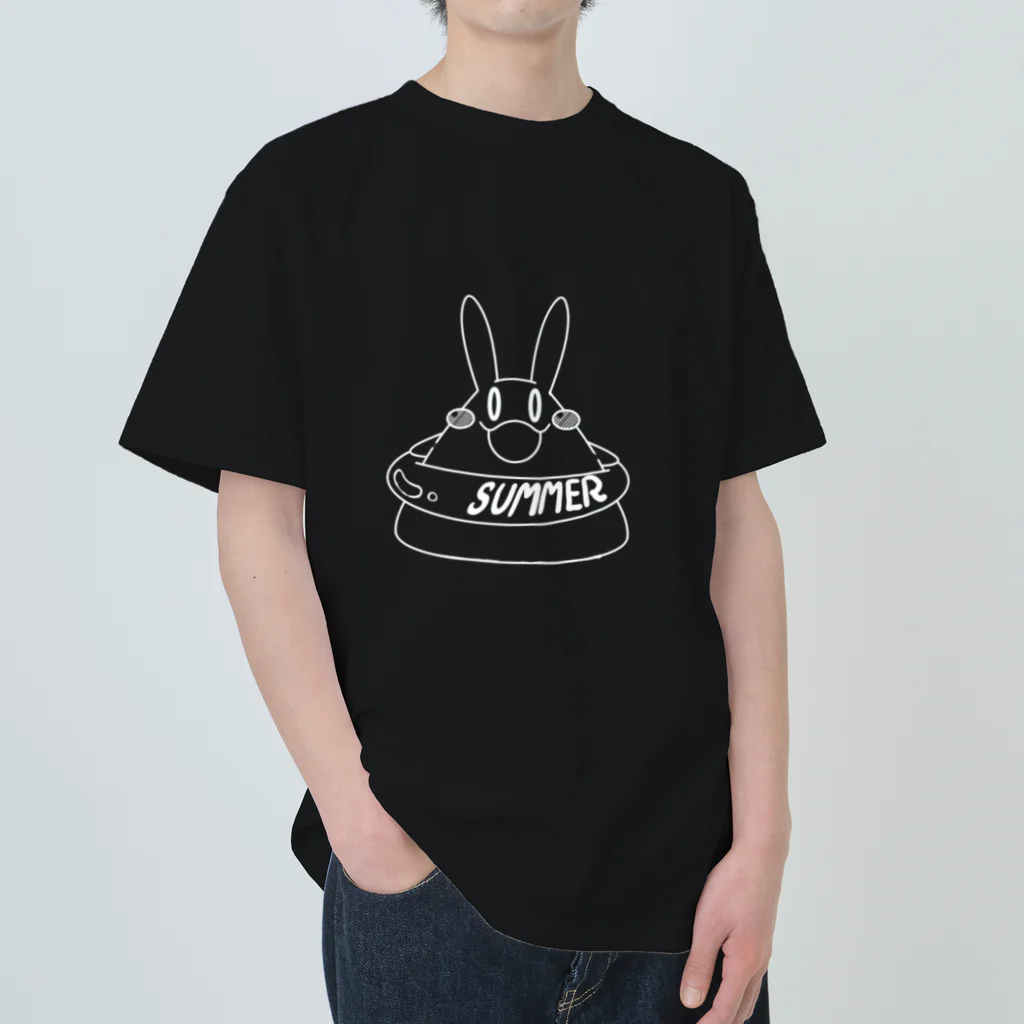 うさきッちょんの口の大きなウサギSummer（黒Tシャツ） ヘビーウェイトTシャツ