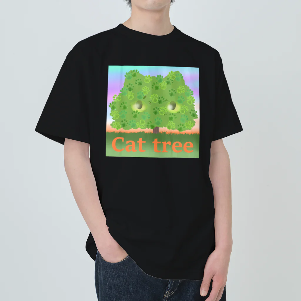 Charamaru MarketのＣＡＴ　ＴＲＥＥ ヘビーウェイトTシャツ