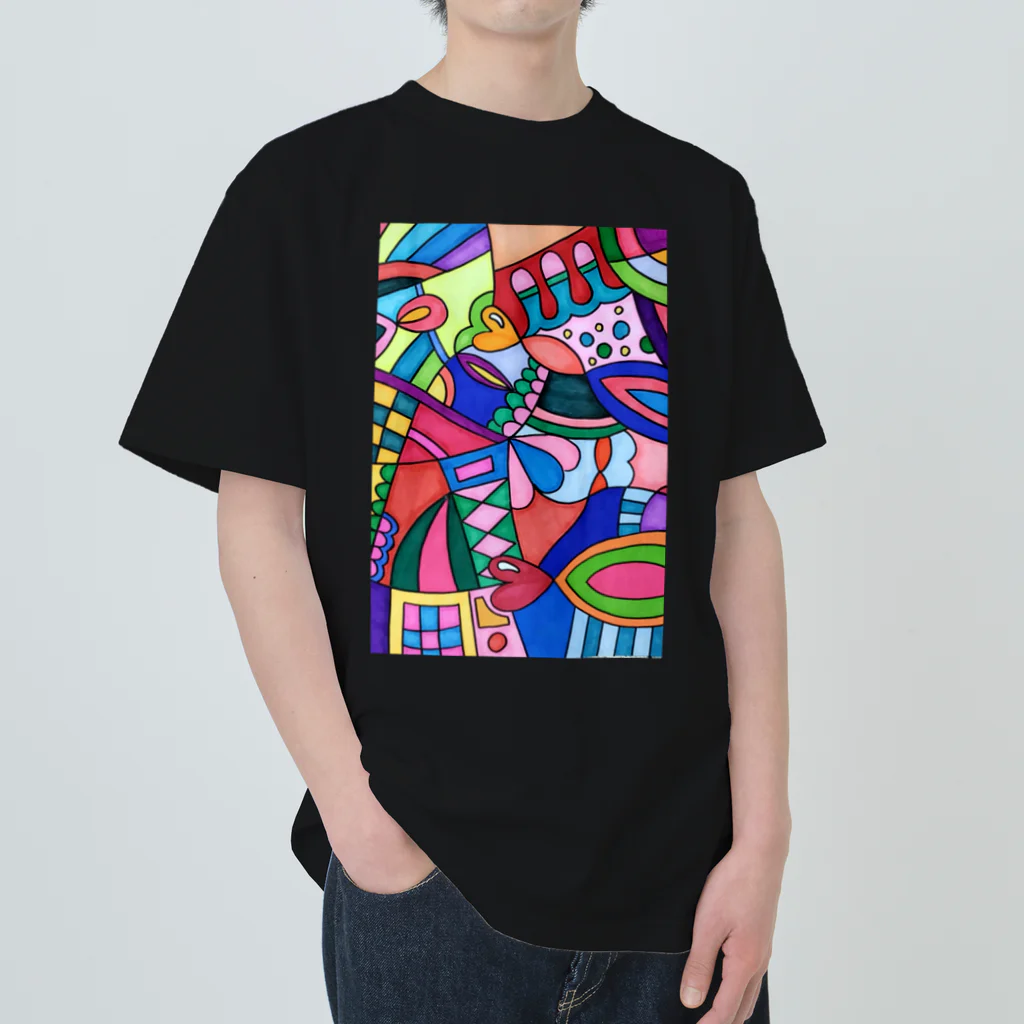 結華の障害者アート 手描きイラスト カラフル ヘビーウェイトTシャツ