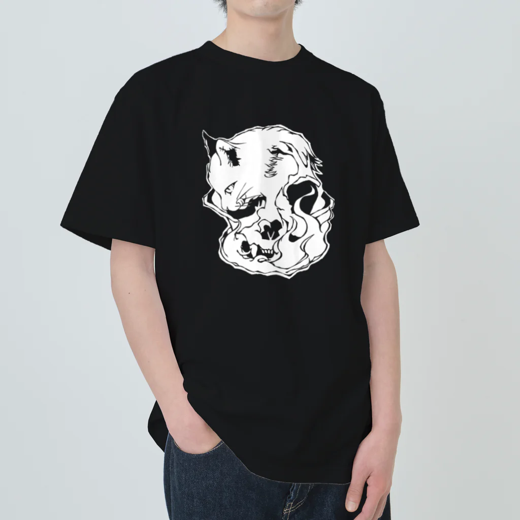 grau und mattのCats And Skulls White ヘビーウェイトTシャツ