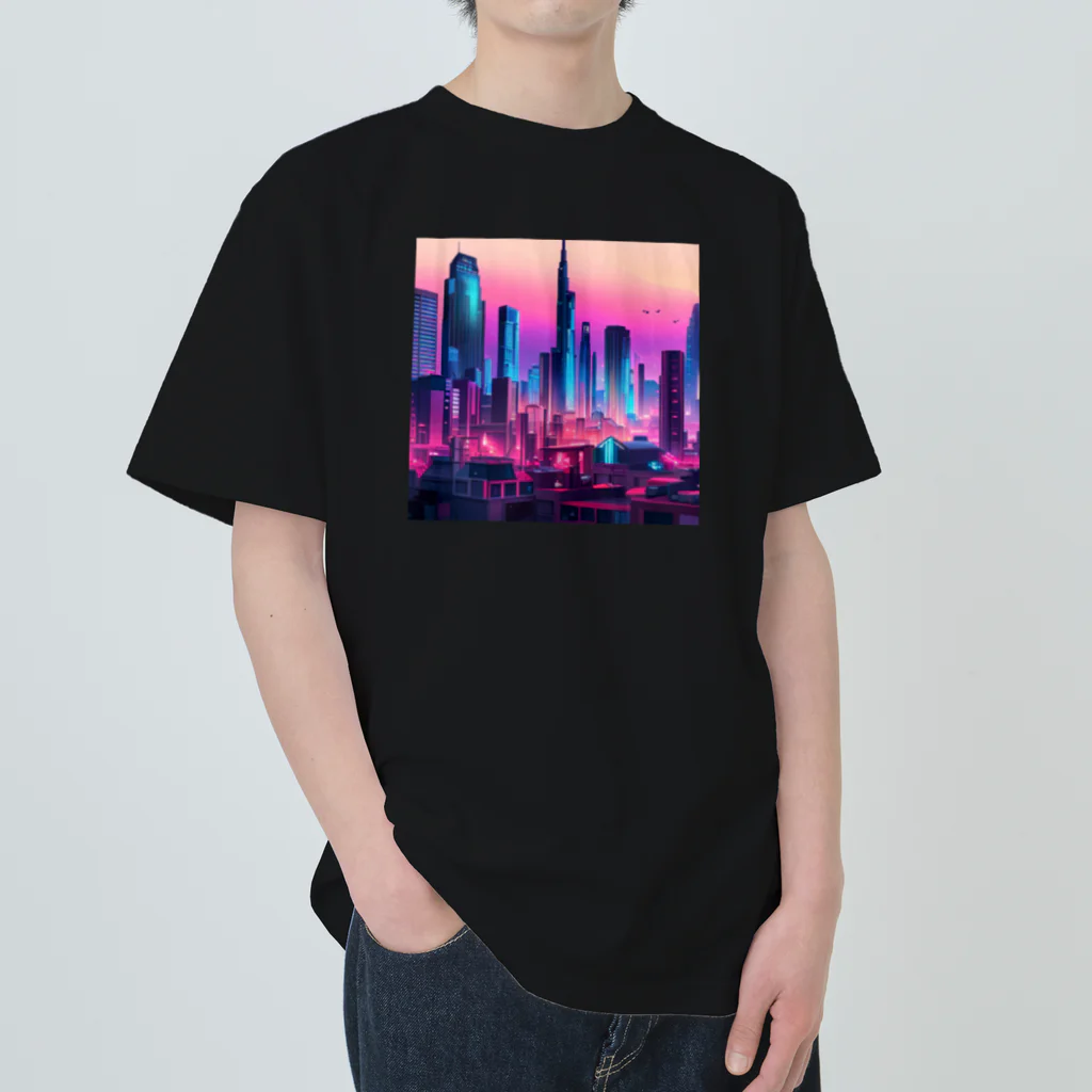  Neo Nature Threads（ネオ ネイチャー スレッズ）の未来都市の視線　～Gaze of the Future City～ ヘビーウェイトTシャツ