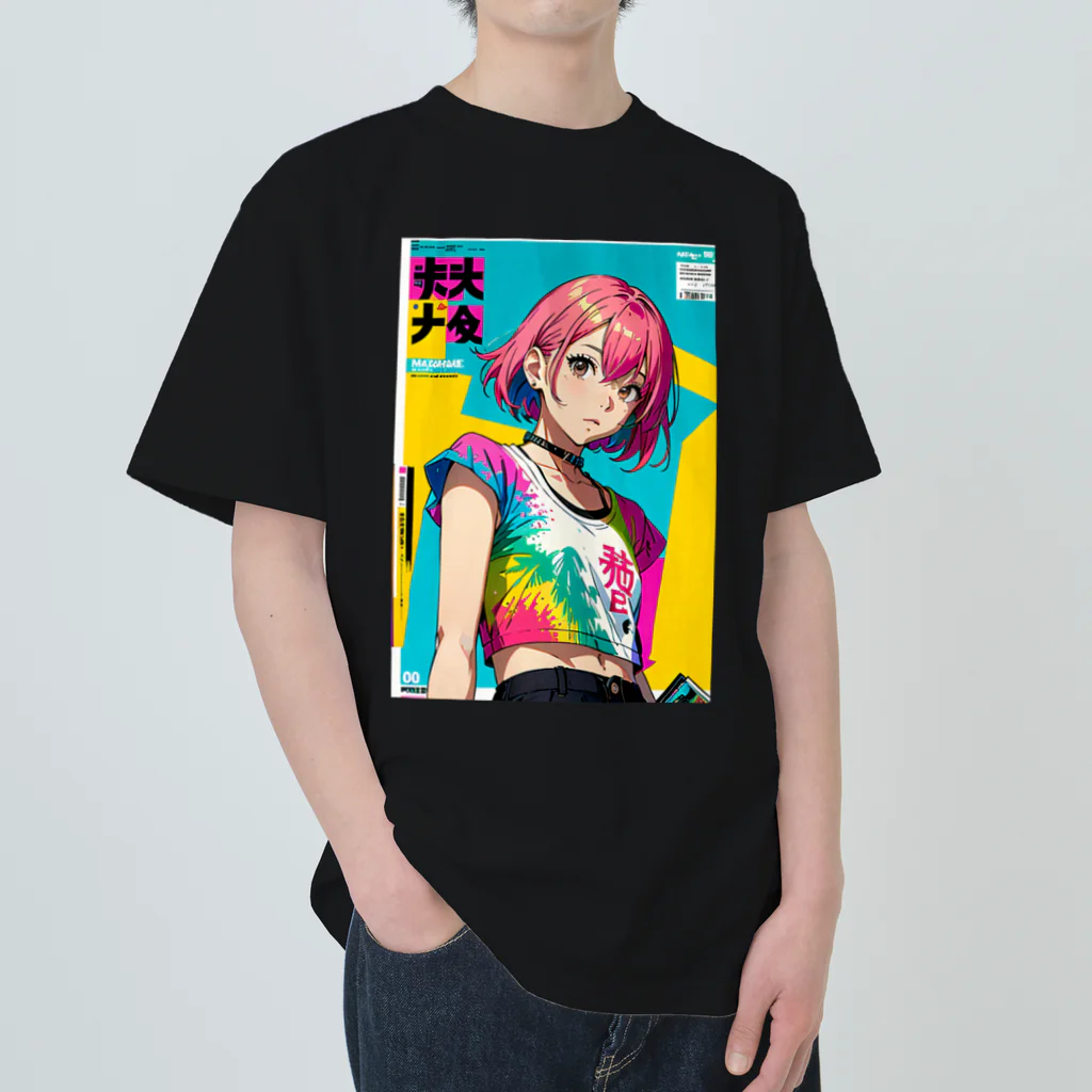 80s pop anime artのマステピース ヘビーウェイトTシャツ