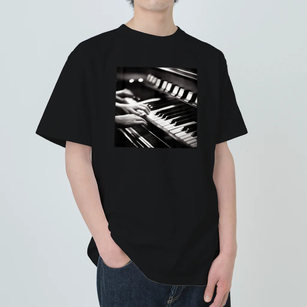 ほっこり絵音舎のビンテージ風ピアノの魔術師 Heavyweight T-Shirt
