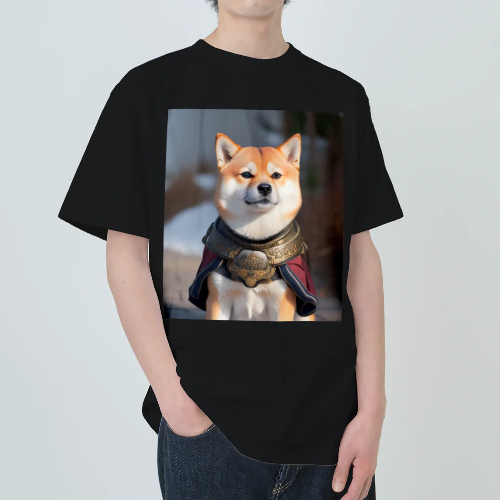 AI×Animalsの侍衣装の柴犬 ヘビーウェイトTシャツ