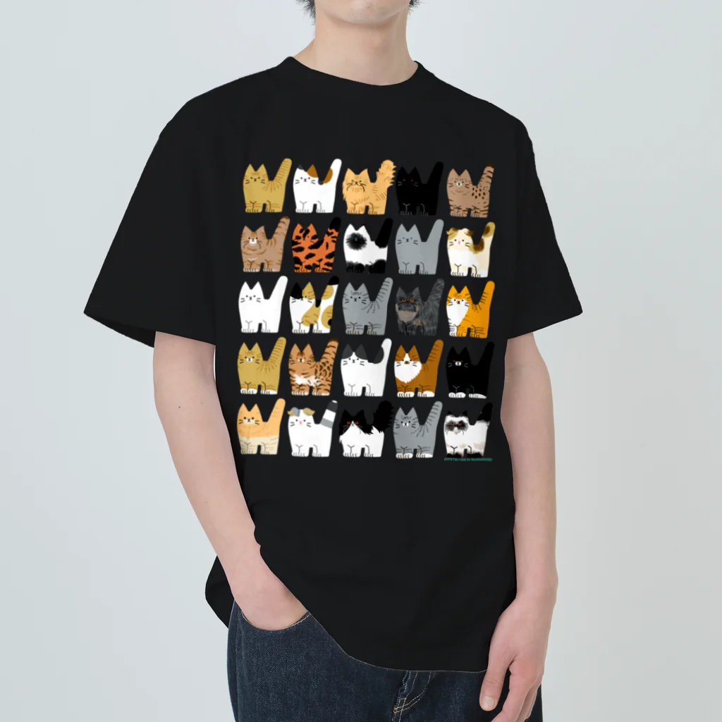 赤石工房(くまごろう屋)の猫まみれ/KOTETSU Cats ヘビーウェイトTシャツ