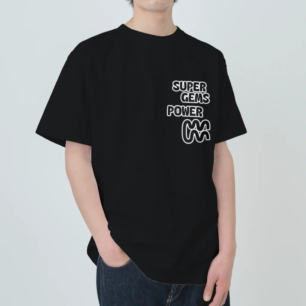 Parallel Imaginary Gift ShopのSUPER GEMS POWER（BLACK） Heavyweight T-Shirt