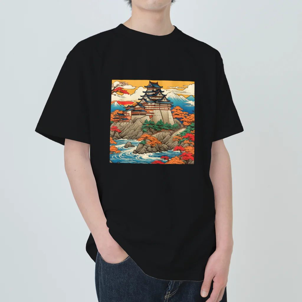 日本の風景 COOL JAPANの日本の風景、お城　Japanese castle Heavyweight T-Shirt