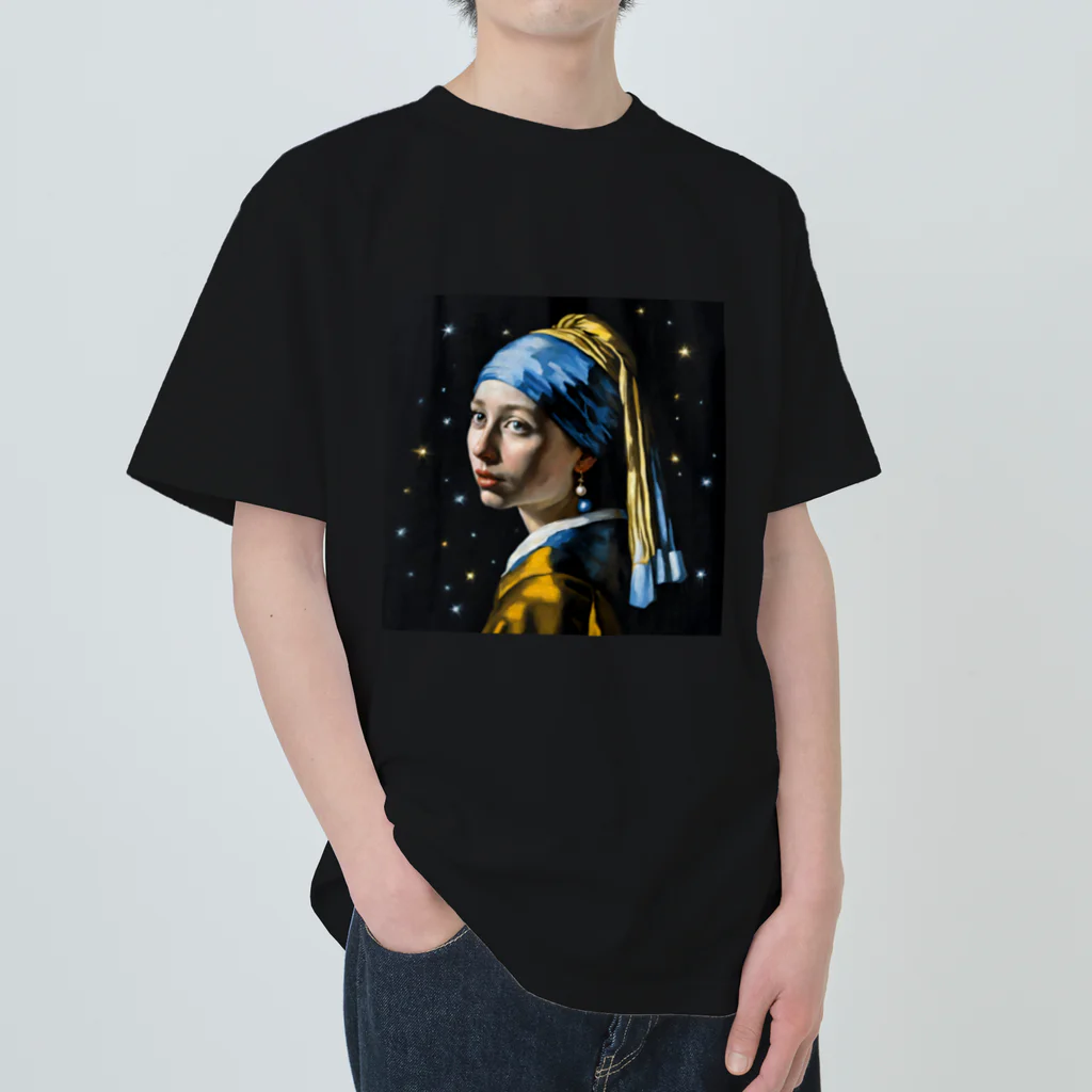 Ｘ-ＣＡＮＶＡＳの星空と真珠の耳飾りの少女 Heavyweight T-Shirt