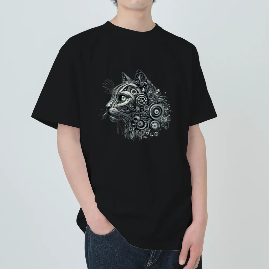 nekoもふの機械ねこ ヘビーウェイトTシャツ