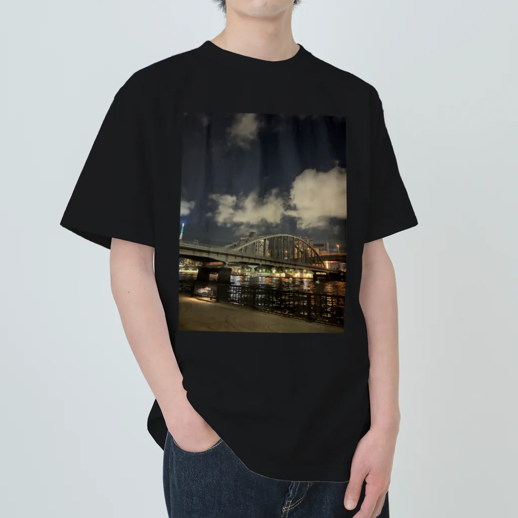 Scenery of Japanの【TOKYO】夜の隅田川　Scenery of Japan ヘビーウェイトTシャツ