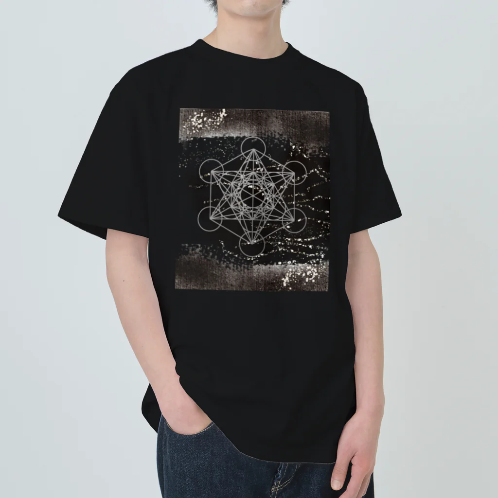 Metatron’s Cube Cosmosのメタトロンキューブ　モノクローム Heavyweight T-Shirt