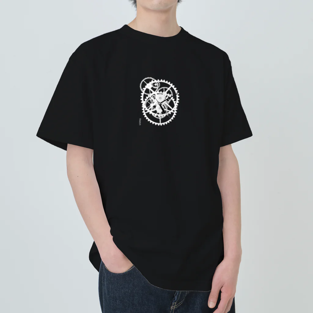 ©satch  [SHEAVESMUSIC/littlesheave]の時計W縦「足跡を残して」より　©satch Heavyweight T-Shirt