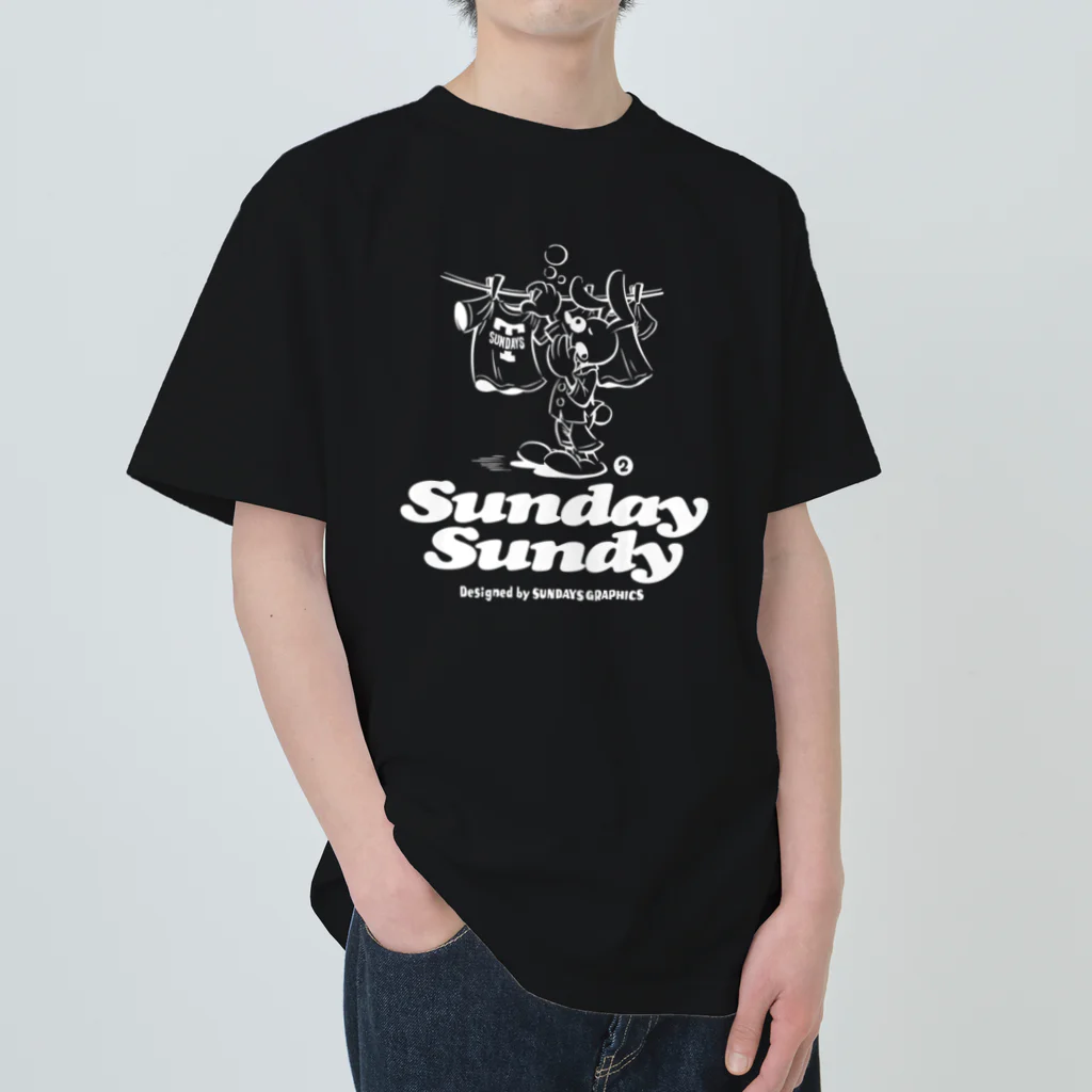 SUNDAYS GRAPHICSのSUNDAY SUNDY No.2 (白ロゴ) ヘビーウェイトTシャツ