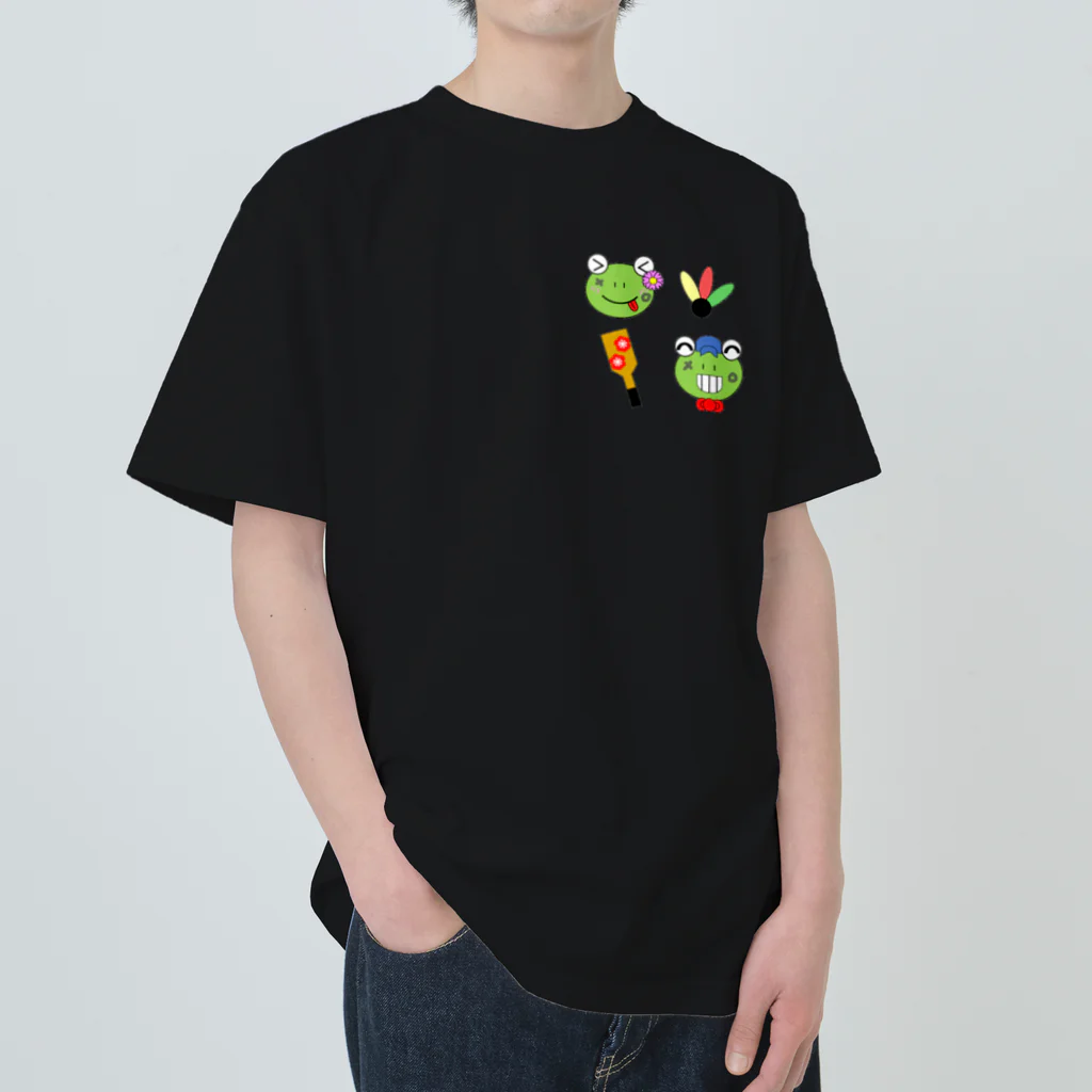 🐸かえるさんと仲間たち🐸の羽子板とかえるさん ヘビーウェイトTシャツ