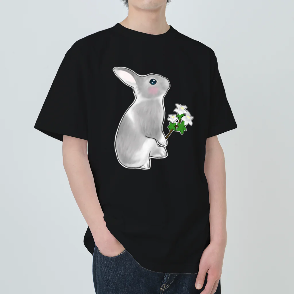 Mock’n Rollのうさぎのモックその3 純白の花を君に Heavyweight T-Shirt