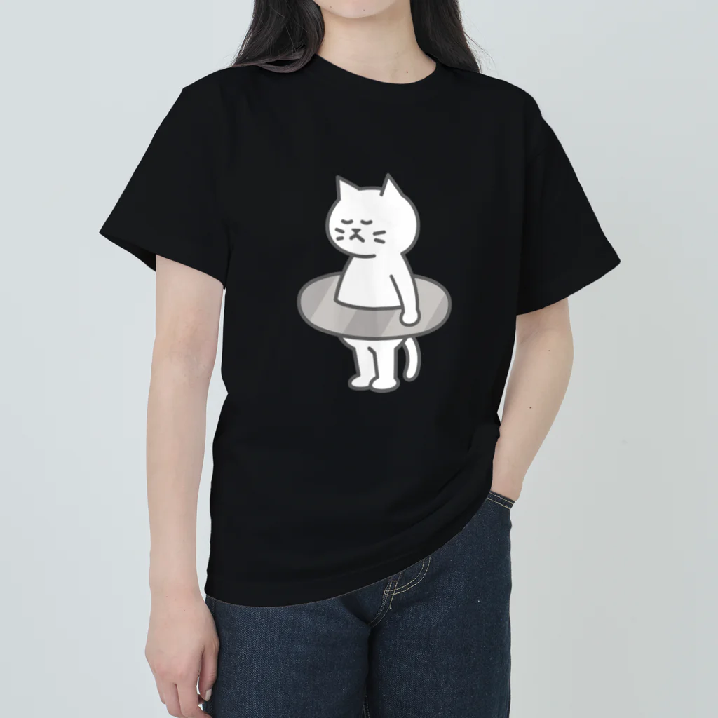 KAWAGOE GRAPHICSのプールが苦手な猫 ヘビーウェイトTシャツ