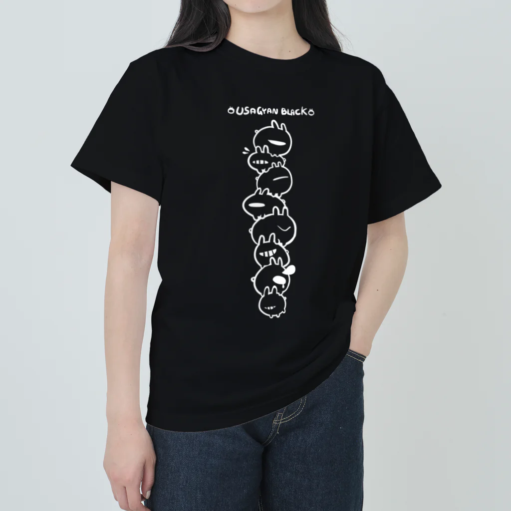Illustrator JAIBON アパレルグッズのうさぎゃんブラック積み上げデザイン ヘビーウェイトTシャツ