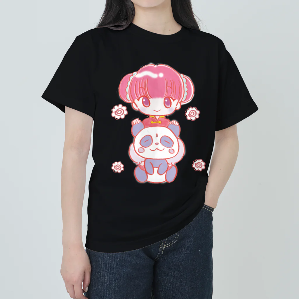 おむふみ屋のふぁんしぃ〜（チャイナガールとパンダ） Heavyweight T-Shirt