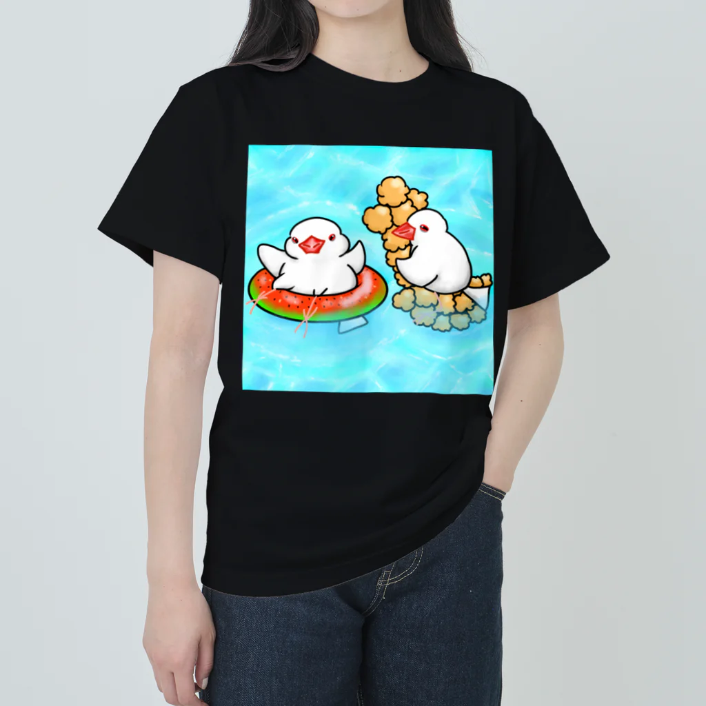 Lily bird（リリーバード）のぷかぷか水遊び文鳥ず ヘビーウェイトTシャツ