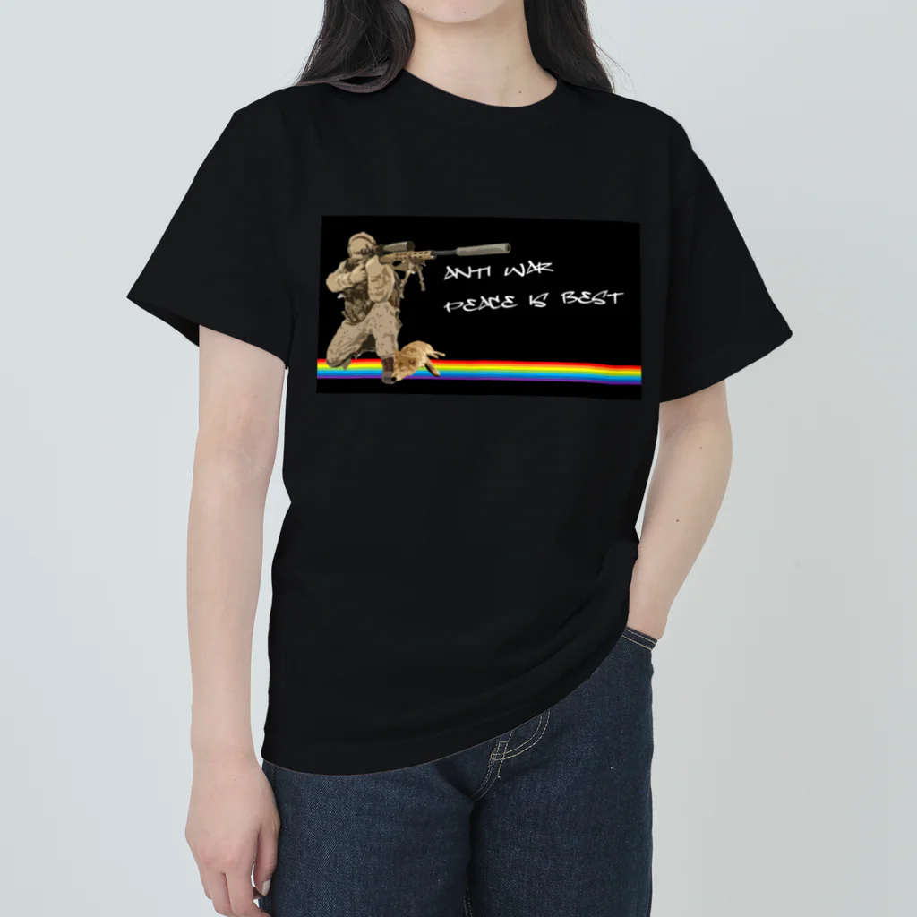 shiba X shibaのAnti war柴犬 ヘビーウェイトTシャツ