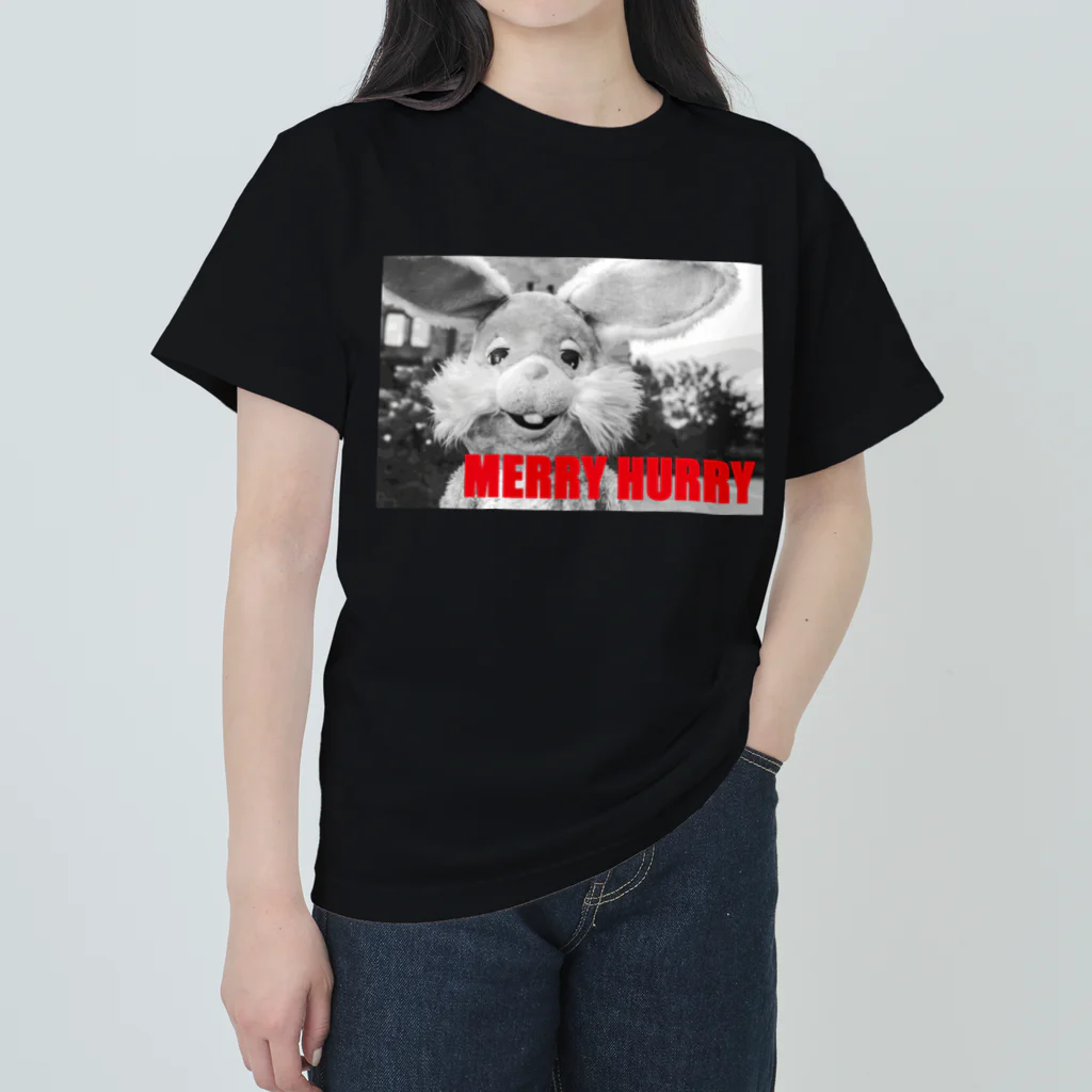 MERRY HURRYの転写ウサギ ヘビーウェイトTシャツ