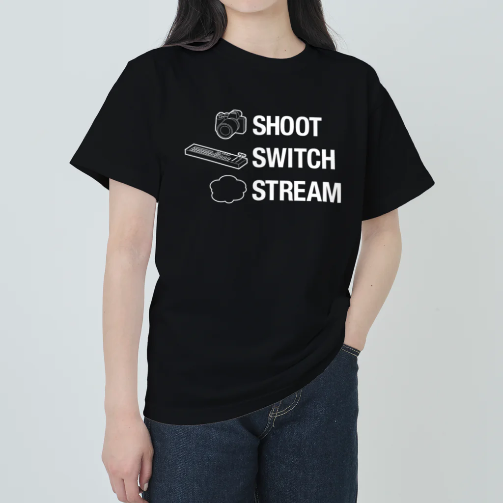 Project92.comのSHOOT, SWITCH, STREAM. ヘビーウェイトTシャツ