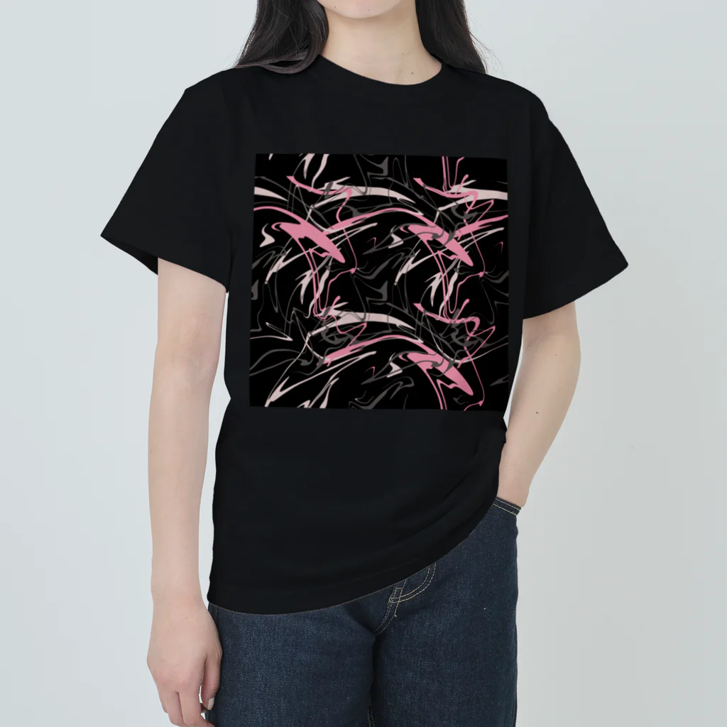 mateofiklanの水色のシームレスなデザイン ブラックとピンク Heavyweight T-Shirt