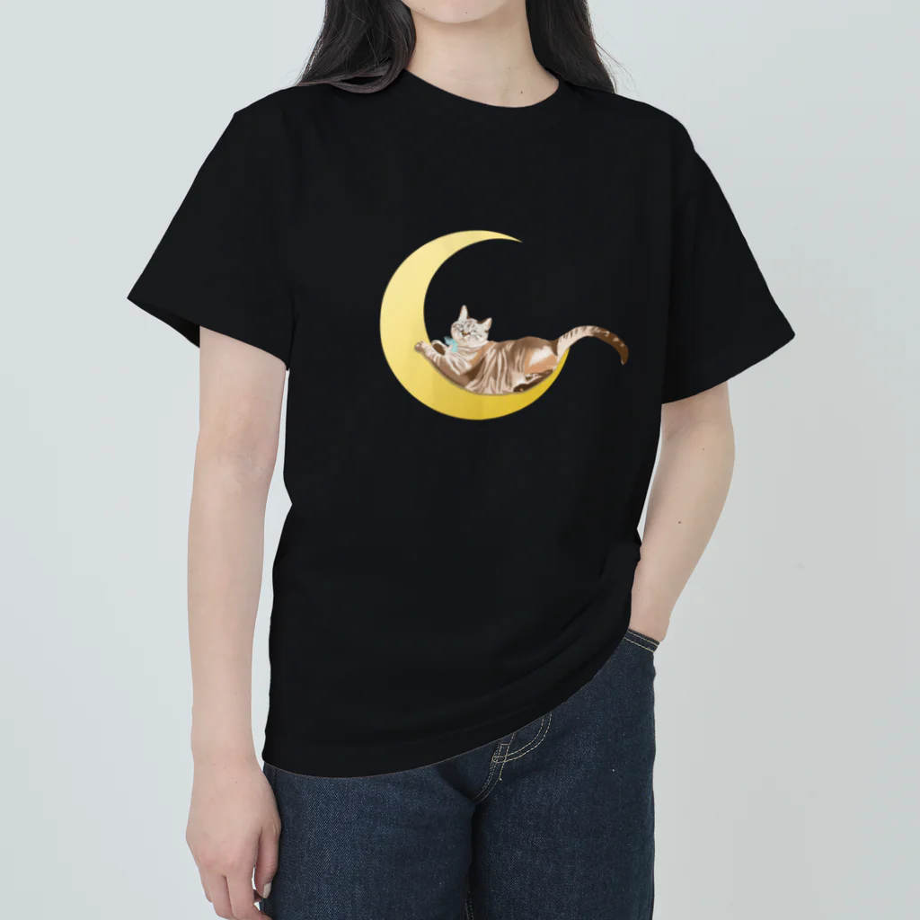 しらたまの月乗りシナモン ヘビーウェイトTシャツ