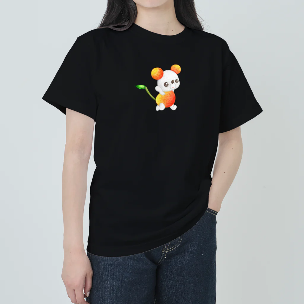 satoayaのアニマルカフェのフルーツアニマル　サクランボネズミ ヘビーウェイトTシャツ