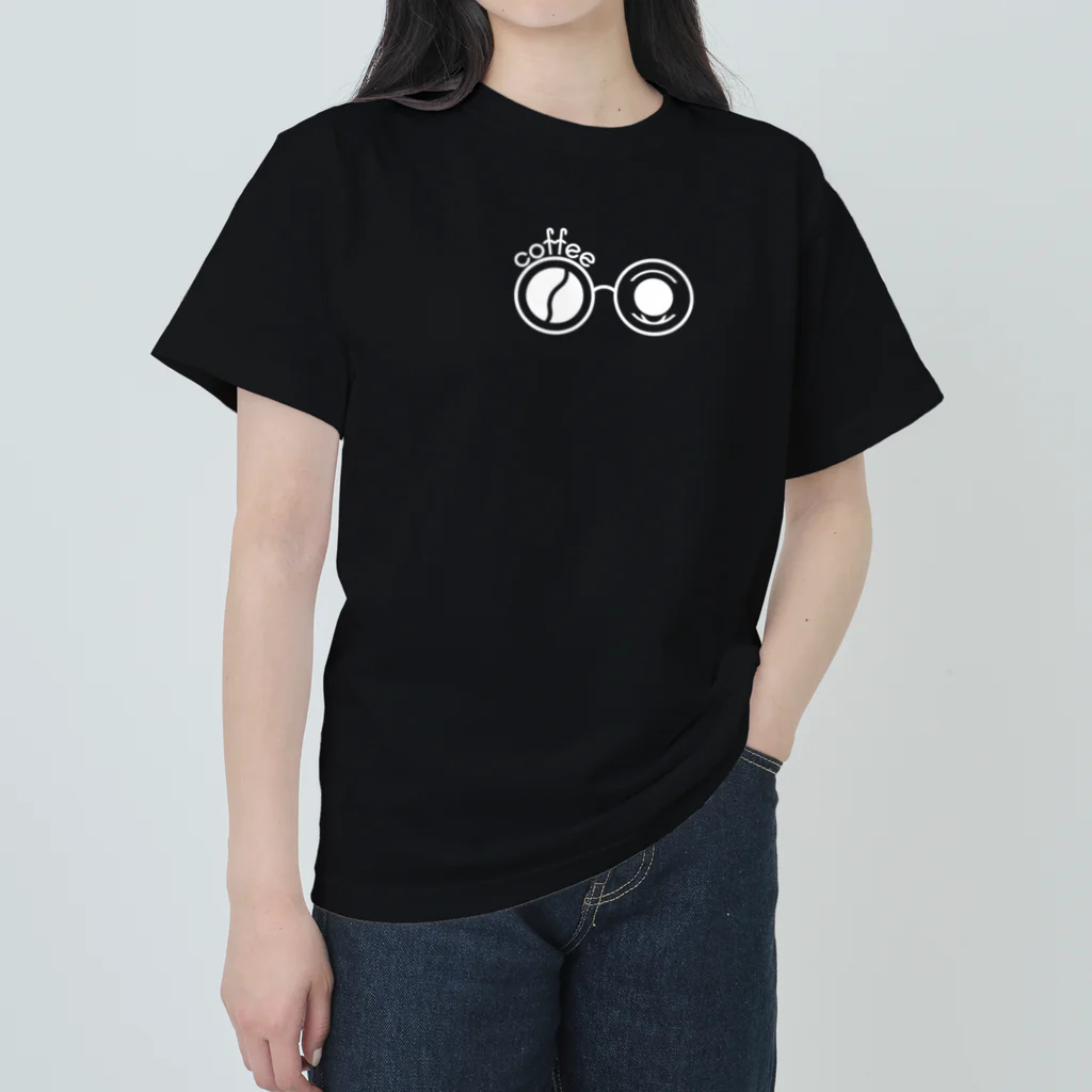 珈琲好きのメガネ女子のm&c  (ロゴホワイト) Heavyweight T-Shirt