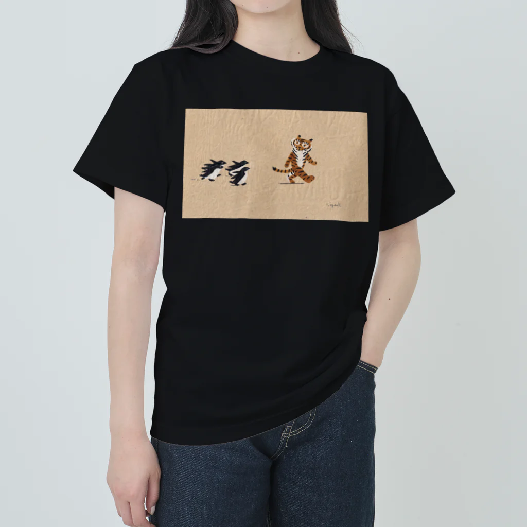 segasworksのトラちゃんとペンギンたち ヘビーウェイトTシャツ