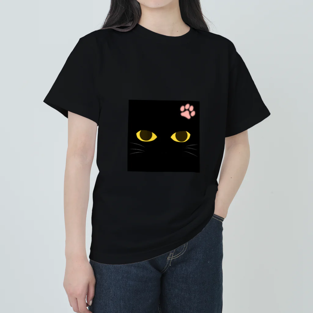 世界地図の黒猫さん Heavyweight T-Shirt