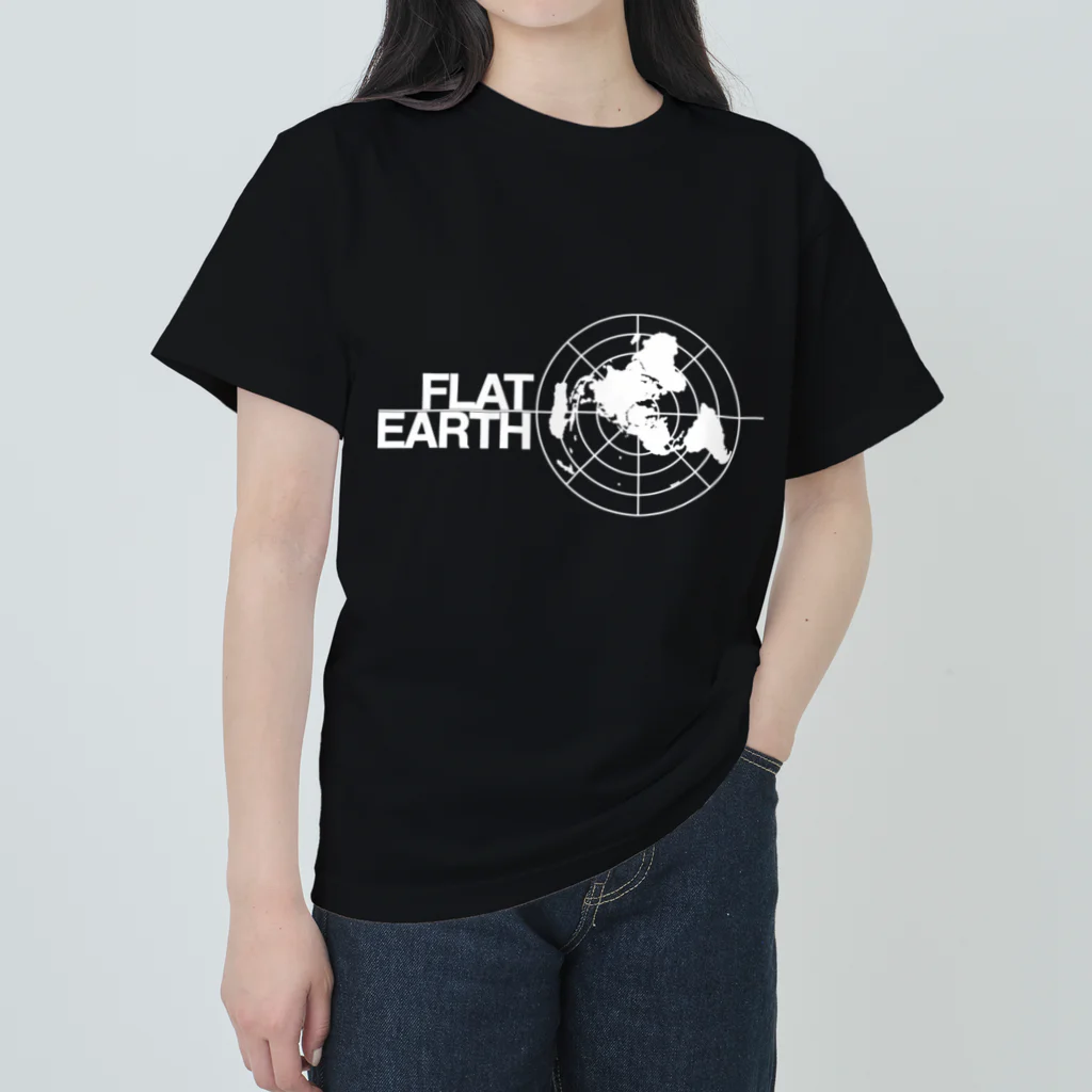 Mappila SHOPのフラットアースMAP 白01 ヘビーウェイトTシャツ