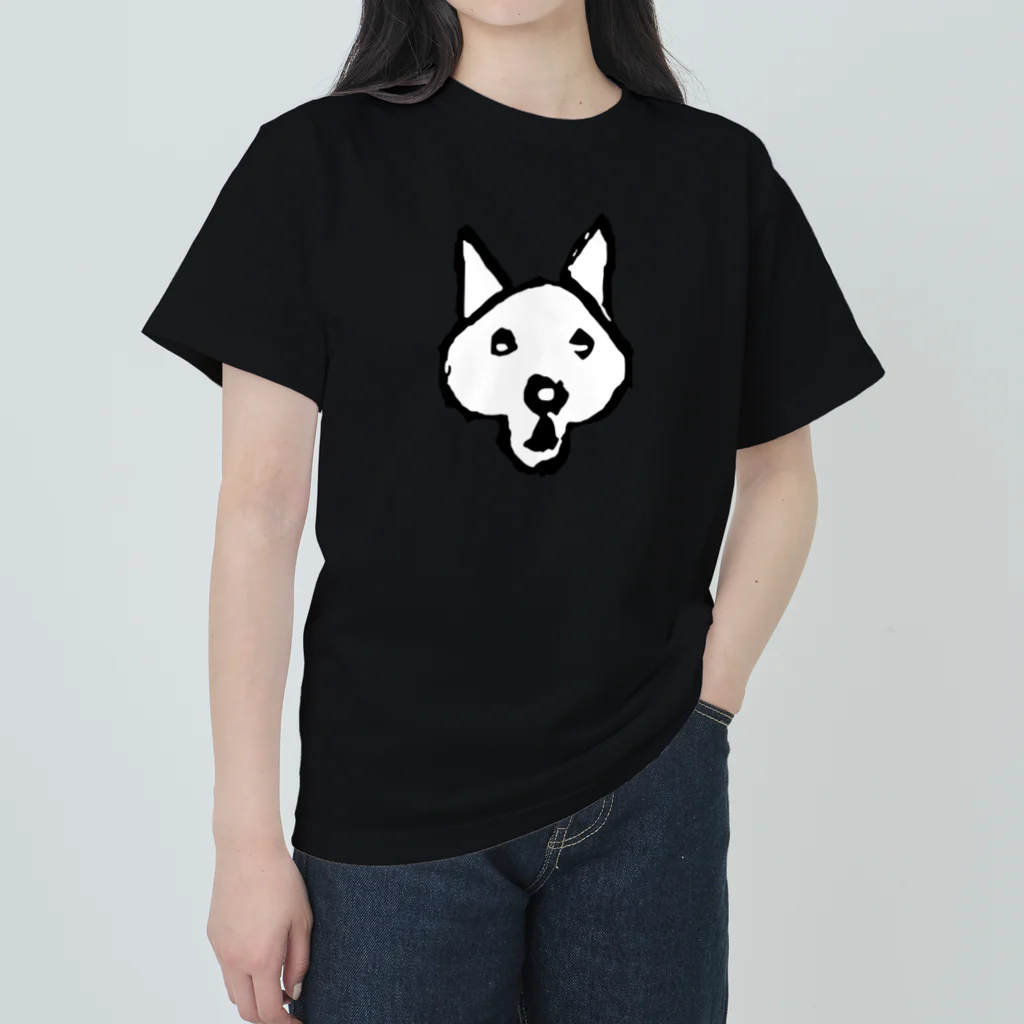 せいろ飯店のびっくりした犬（白塗り） ヘビーウェイトTシャツ