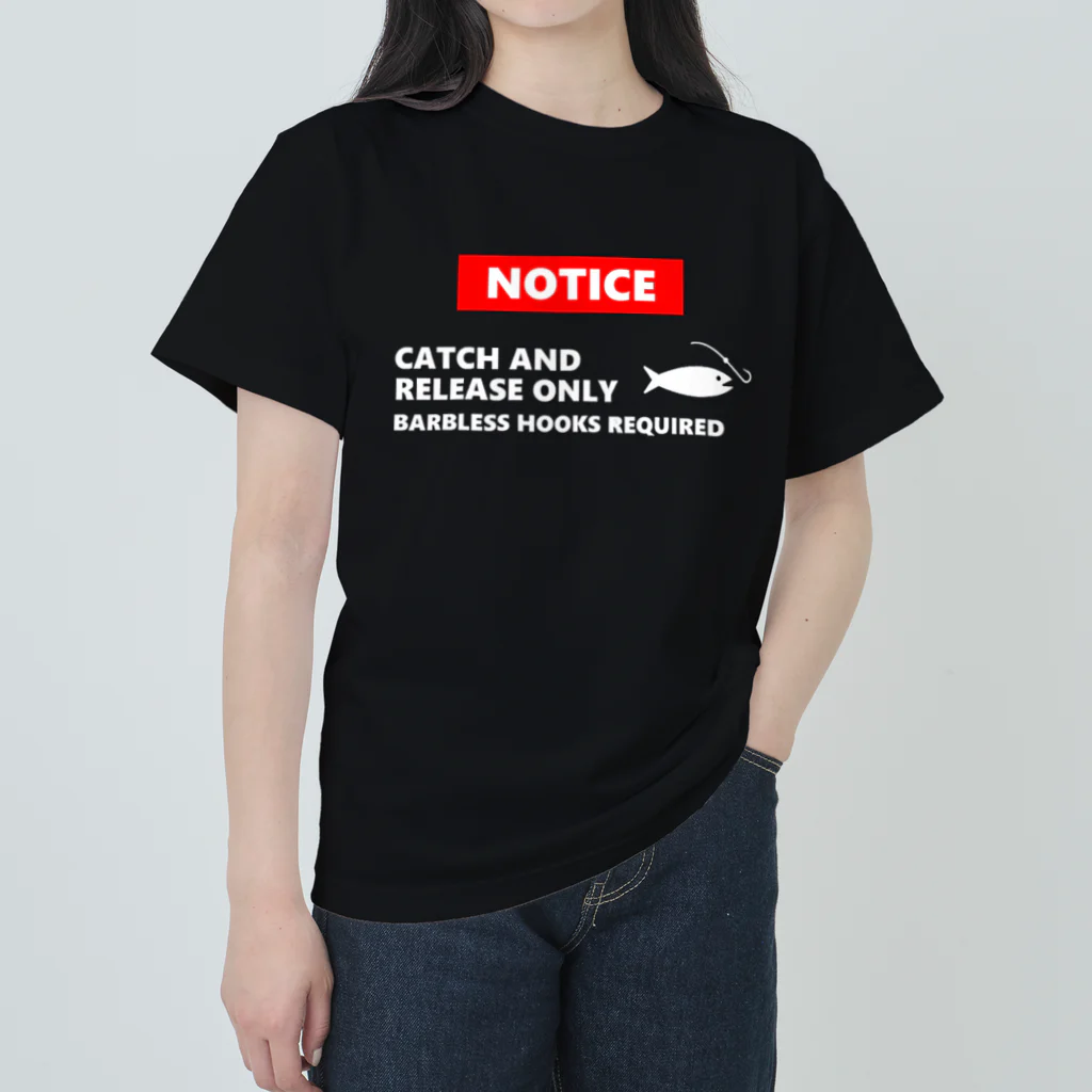 FastRetrieveのCATCH AND RELEASE BARBLESS -T キャッチアンドリリース　バーブレスフック愛好 ヘビーウェイトTシャツ