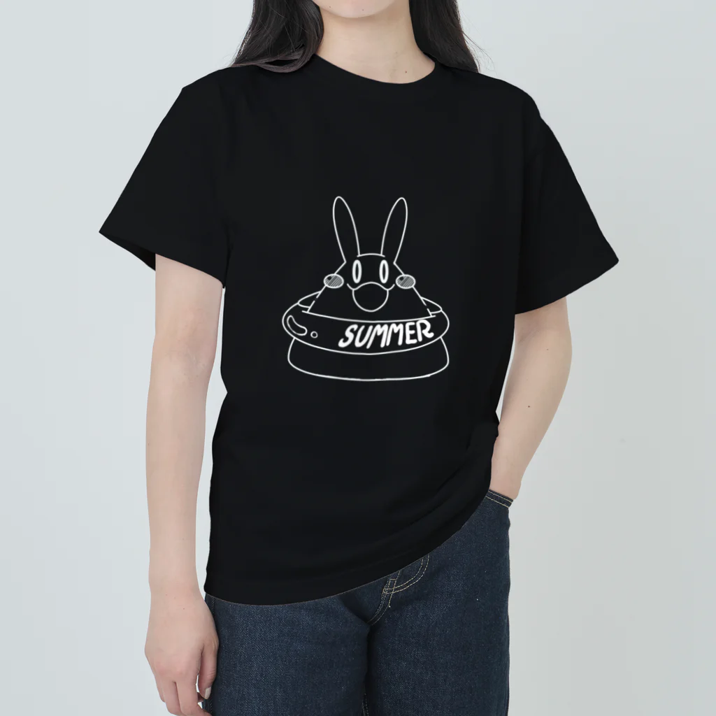 うさきッちょんの口の大きなウサギSummer（黒Tシャツ） ヘビーウェイトTシャツ