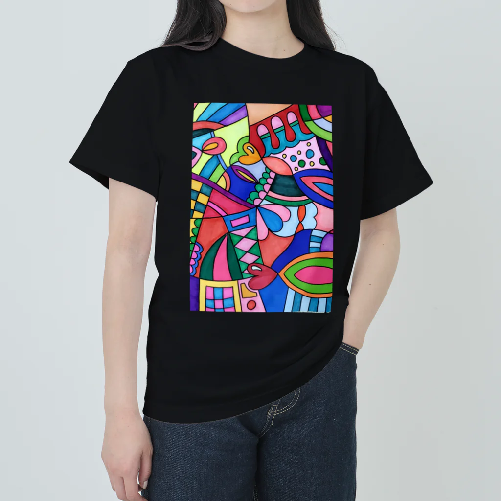 結華の障害者アート 手描きイラスト カラフル Heavyweight T-Shirt