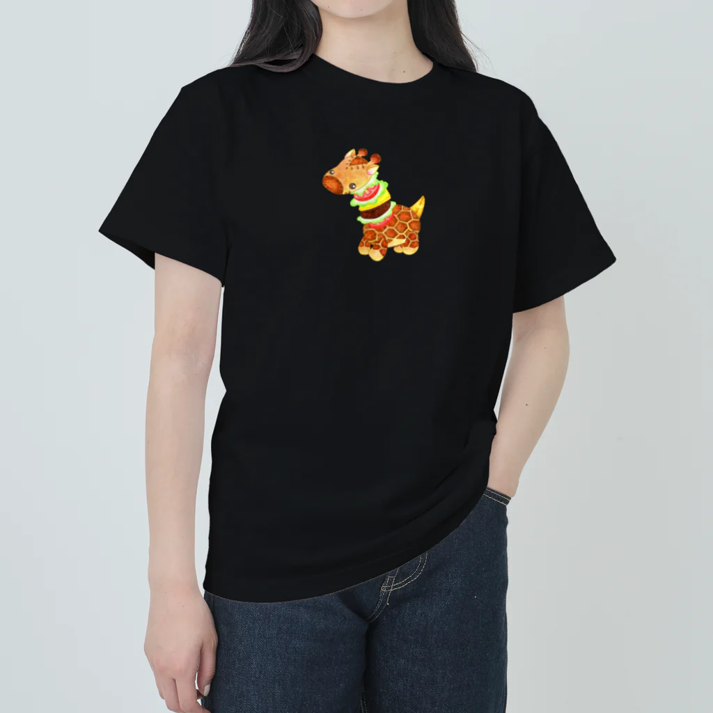 satoayaのアニマルカフェのフードアニマル　キリンバーガー ヘビーウェイトTシャツ