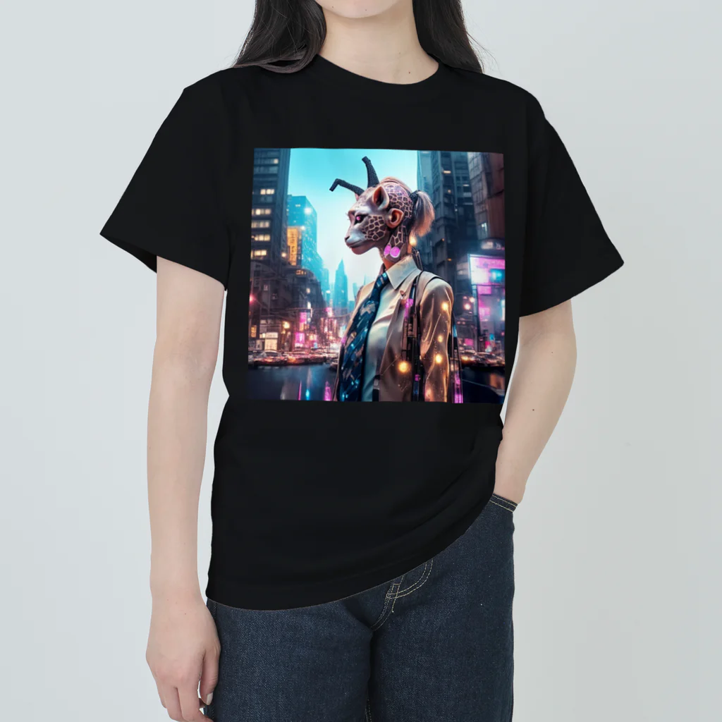 𝔔𝔘𝔒ℜℑ𝔄のCyberpunk giraffe ヘビーウェイトTシャツ