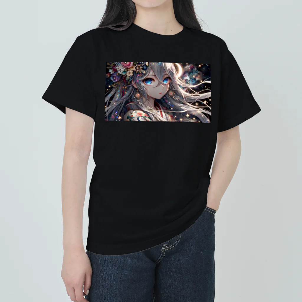 Sesilionの月下の神秘的な夜 ヘビーウェイトTシャツ