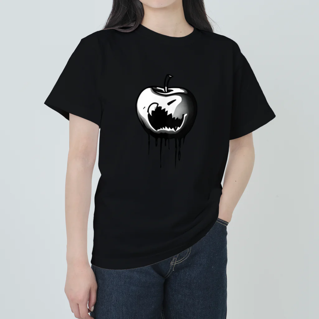 alphayouのホラーデザインアップル ヘビーウェイトTシャツ