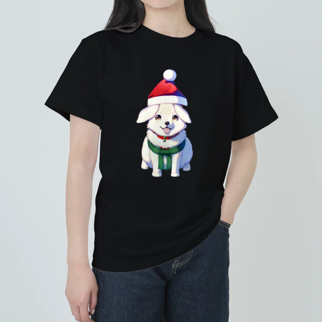 KafyRiruのMerry Xmas　わんこ ヘビーウェイトTシャツ