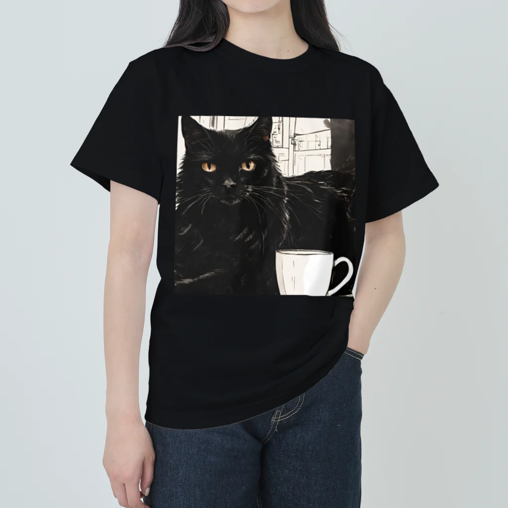 kuroneko0405の黒猫とコーヒー③ Heavyweight T-Shirt