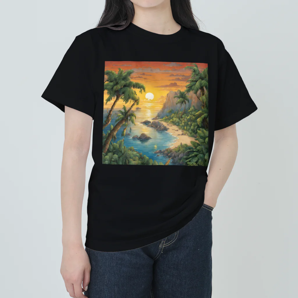 tizujonoboukenの夕日 ヘビーウェイトTシャツ